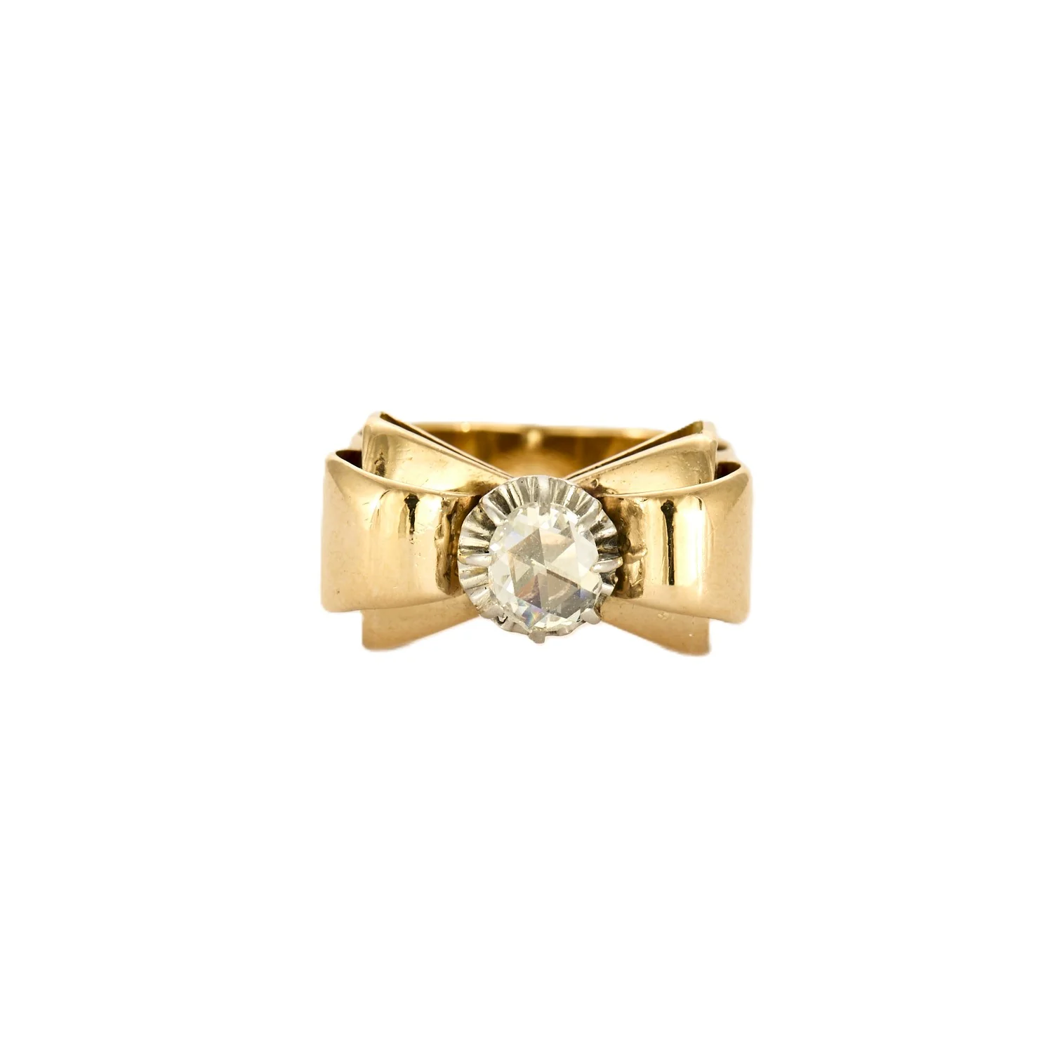 Bague Ruban Nœud Or jaune et Platine - Image 3