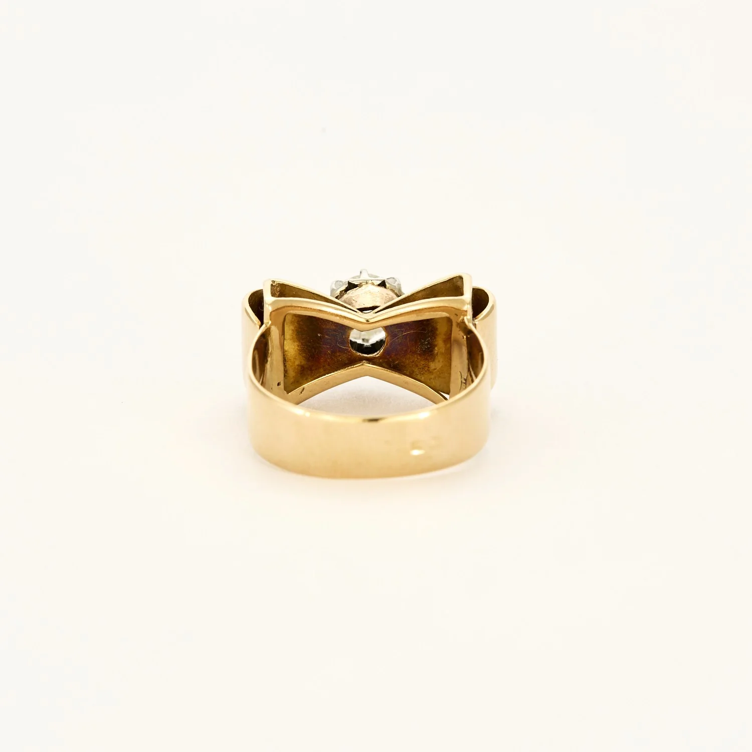 Bague Ruban Nœud Or jaune et Platine - Image 6