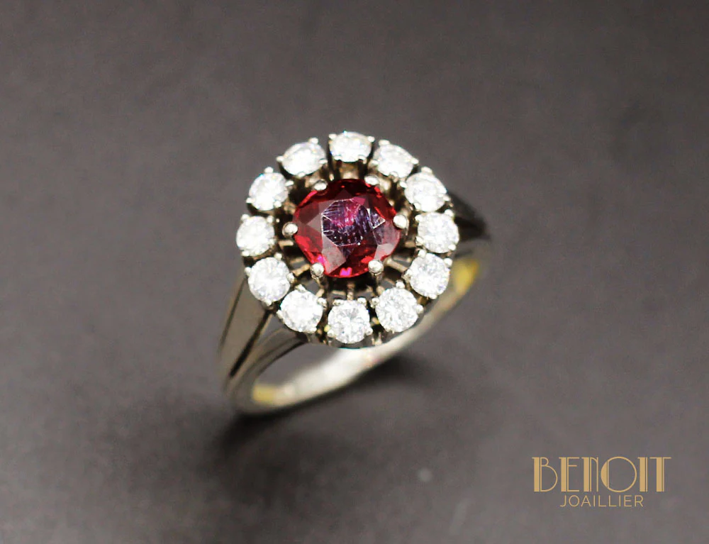 Bague Rubellite Entourage Diamants
