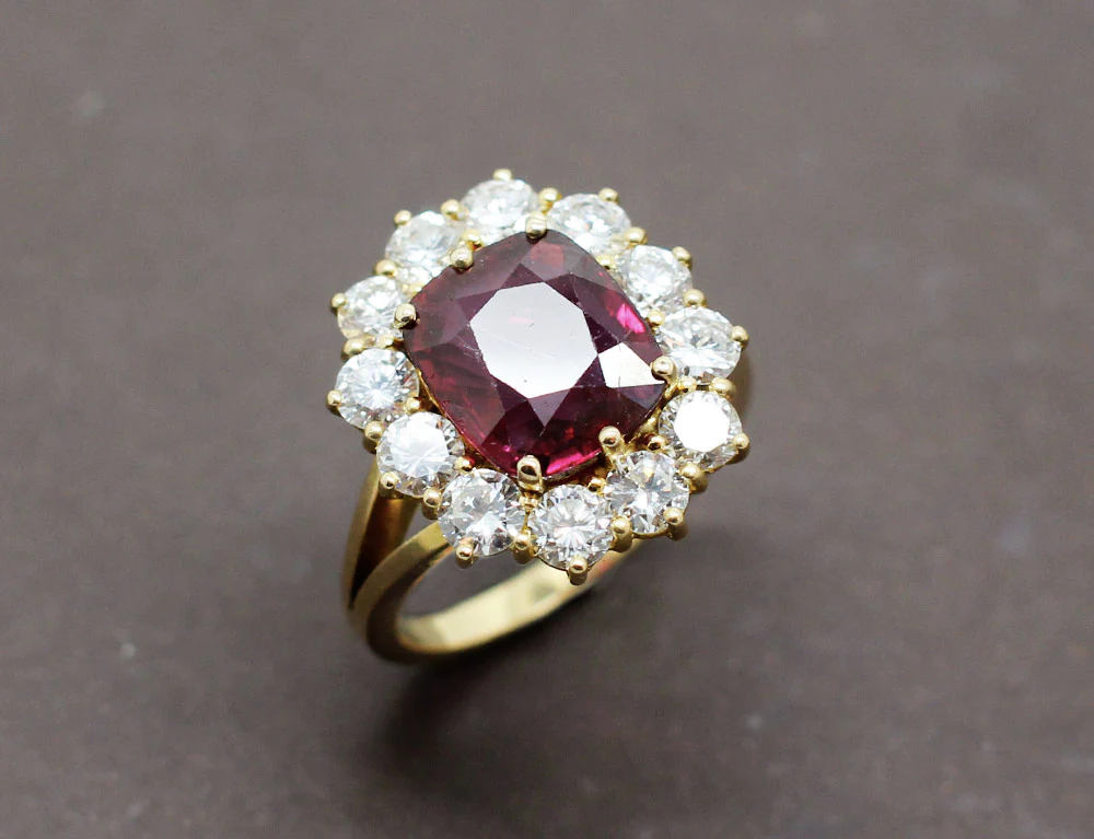 Bague Rubellite Entourage Diamants