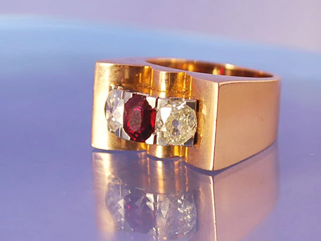 Bague rubis diamants 1940 (TANK) - Image 2