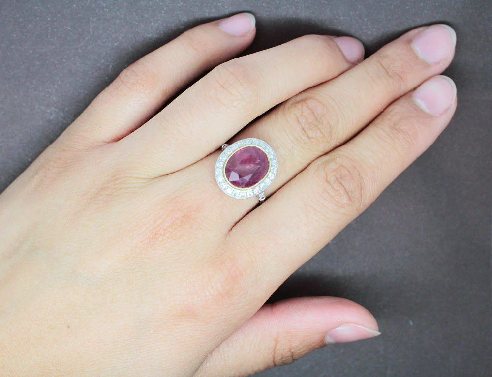 Bague Rubis Diamants Platine et Or - Image 5