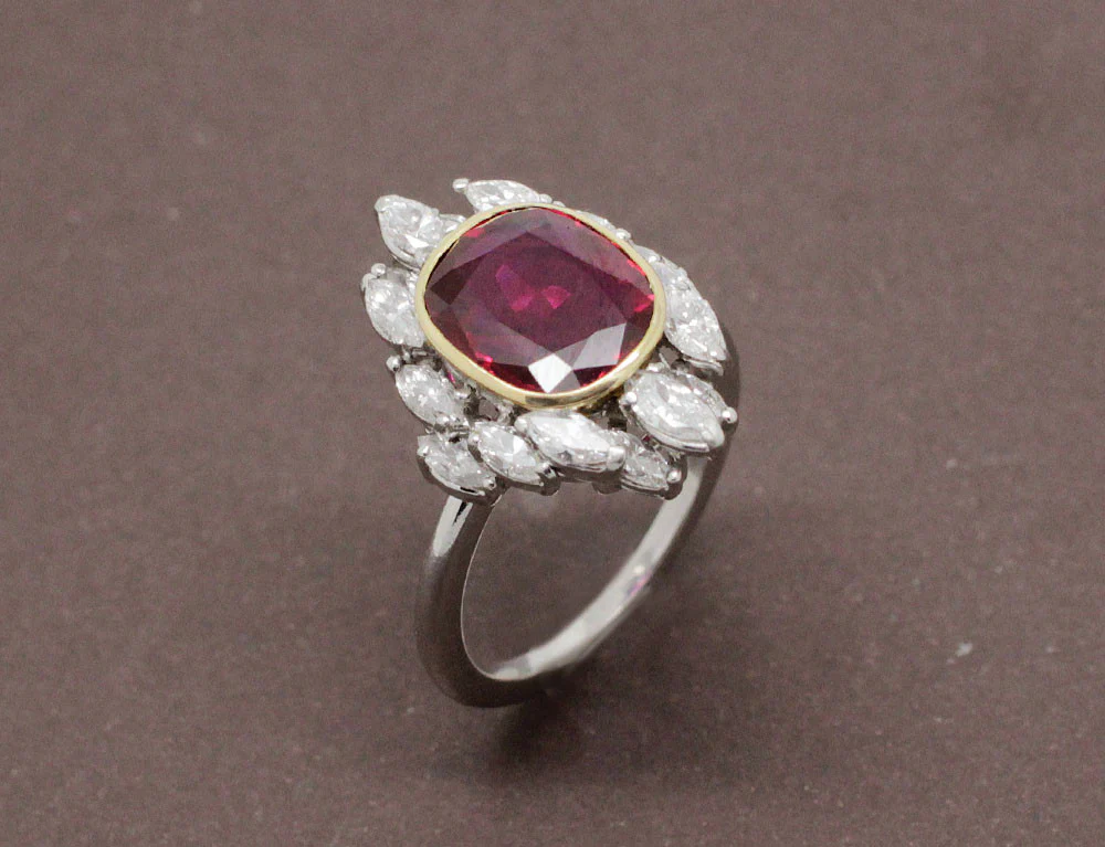 Bague Rubis Naturel Certifié et Diamants
