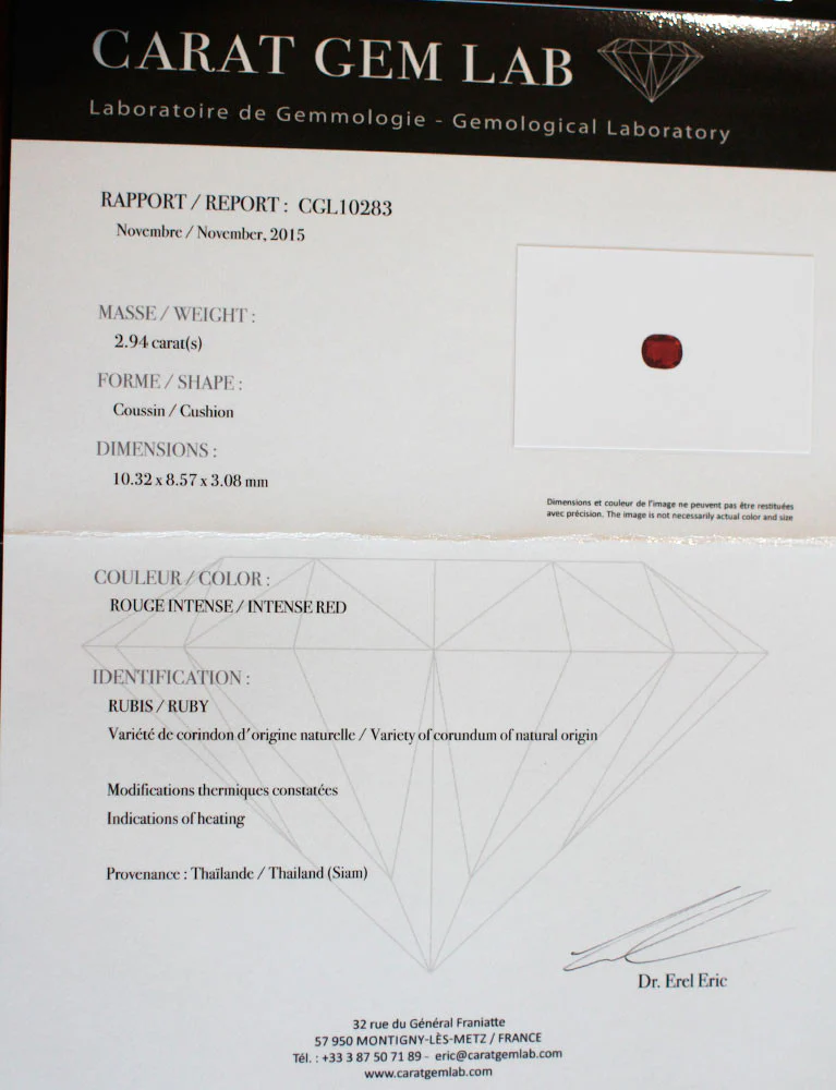 Bague Rubis Naturel Certifié et Diamants - Image 6