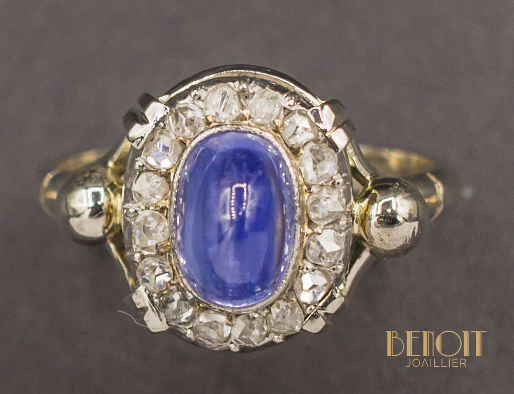 Bague Saphir Cabochon Art Déco Moderniste - Image 3