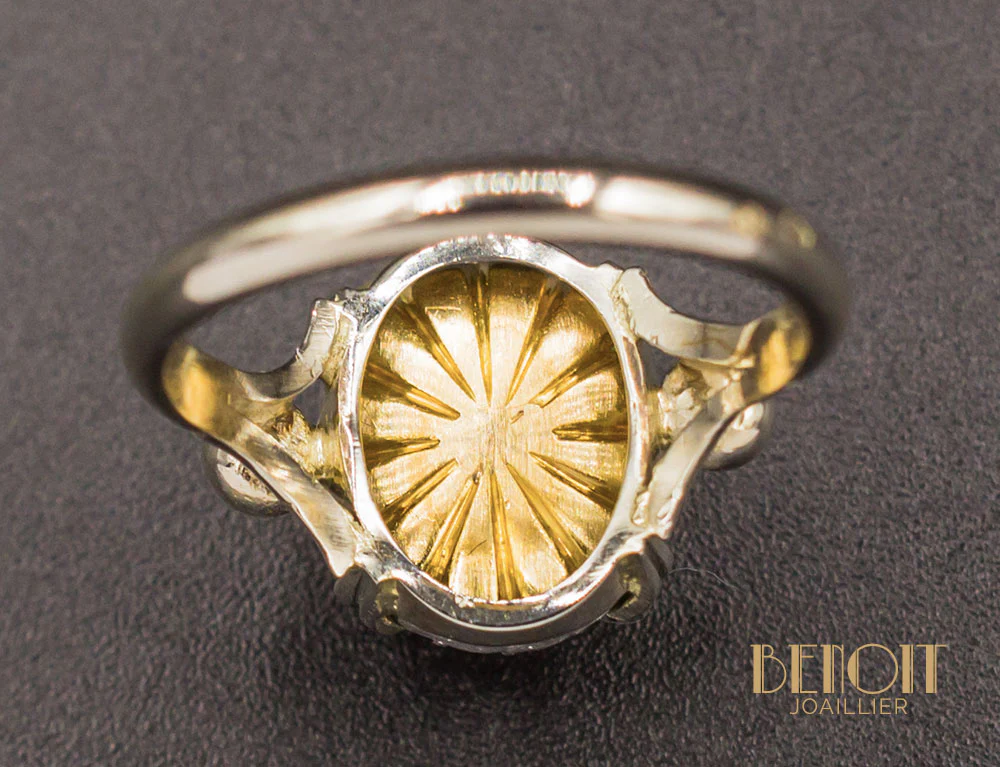 Bague Saphir Cabochon Art Déco Moderniste - Image 7