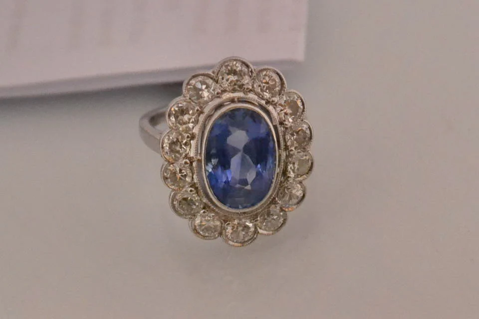 Bague Saphir Diamant et Platine