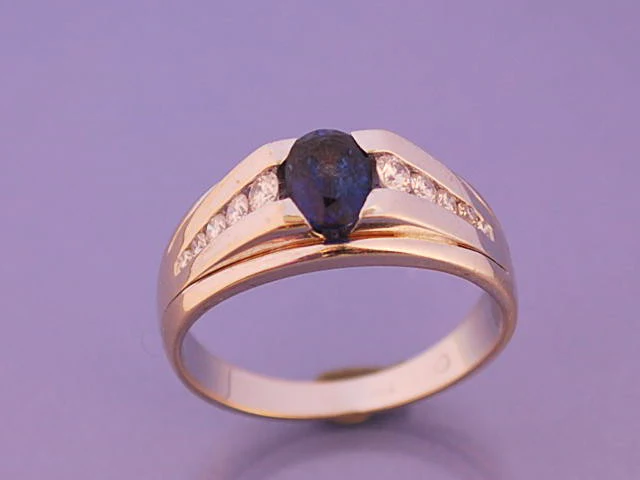 Bague saphir diamants et or - Image 2