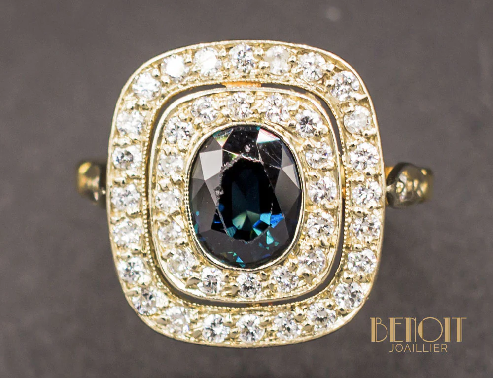 Bague Saphir Double Entourage - Image 3