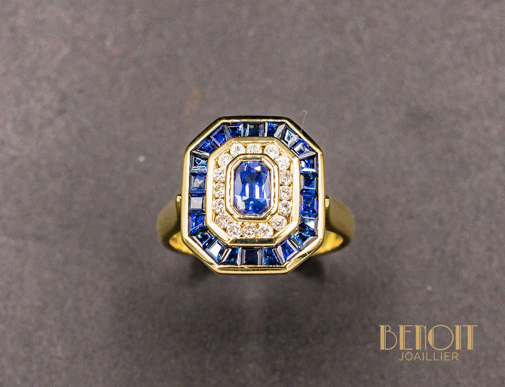 Bague Saphir Double Entourage - Image 2