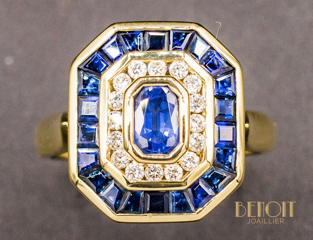 Bague Saphir Double Entourage - Image 3