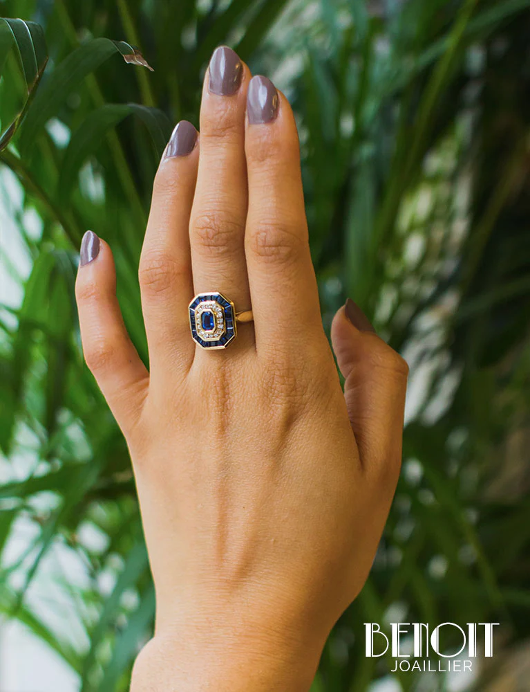 Bague Saphir Double Entourage - Image 7