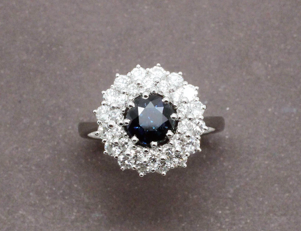 Bague Saphir Double Entourage - Image 3