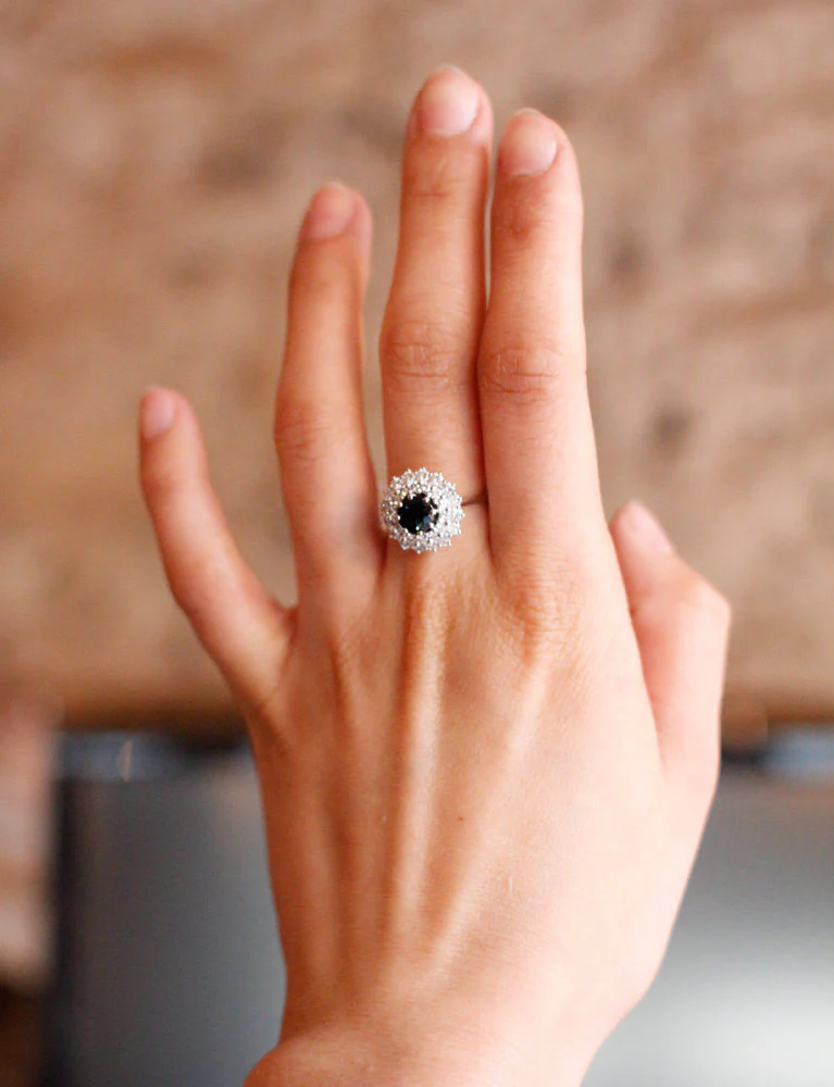 Bague Saphir Double Entourage - Image 7