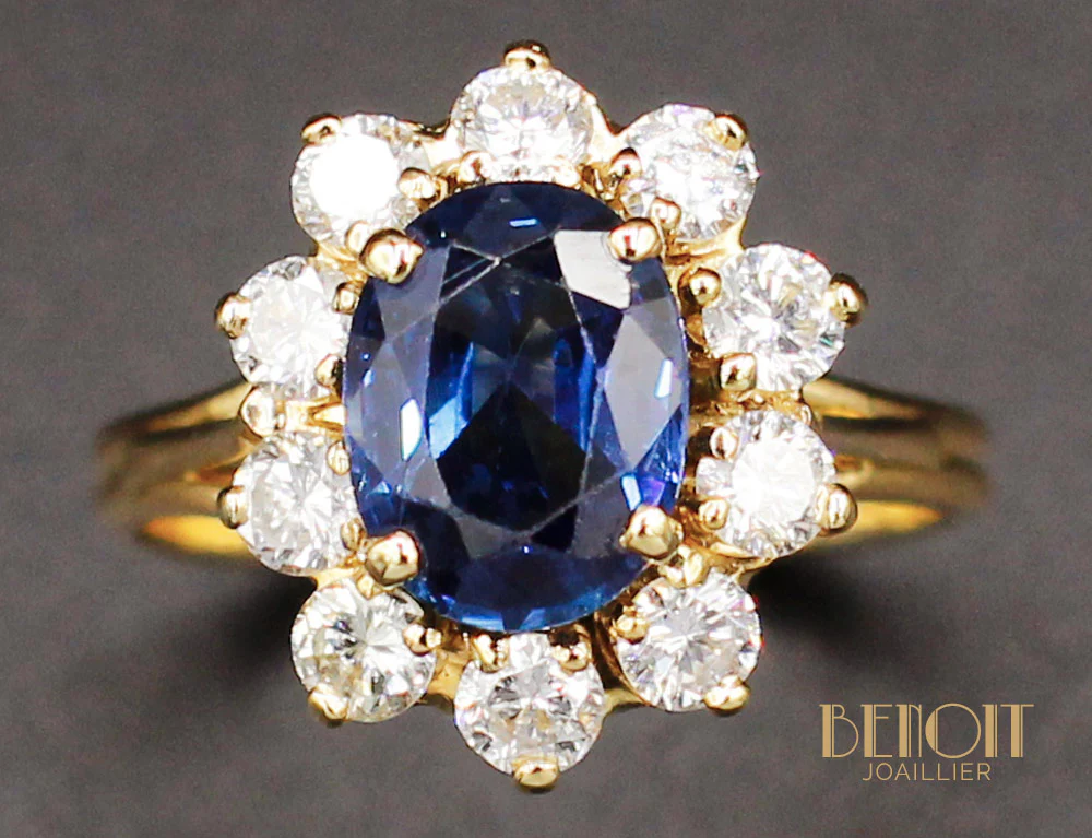 Bague Saphir Entourage Diamant - Image 3