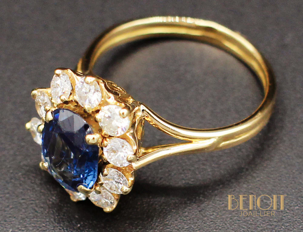 Bague Saphir Entourage Diamant - Image 5