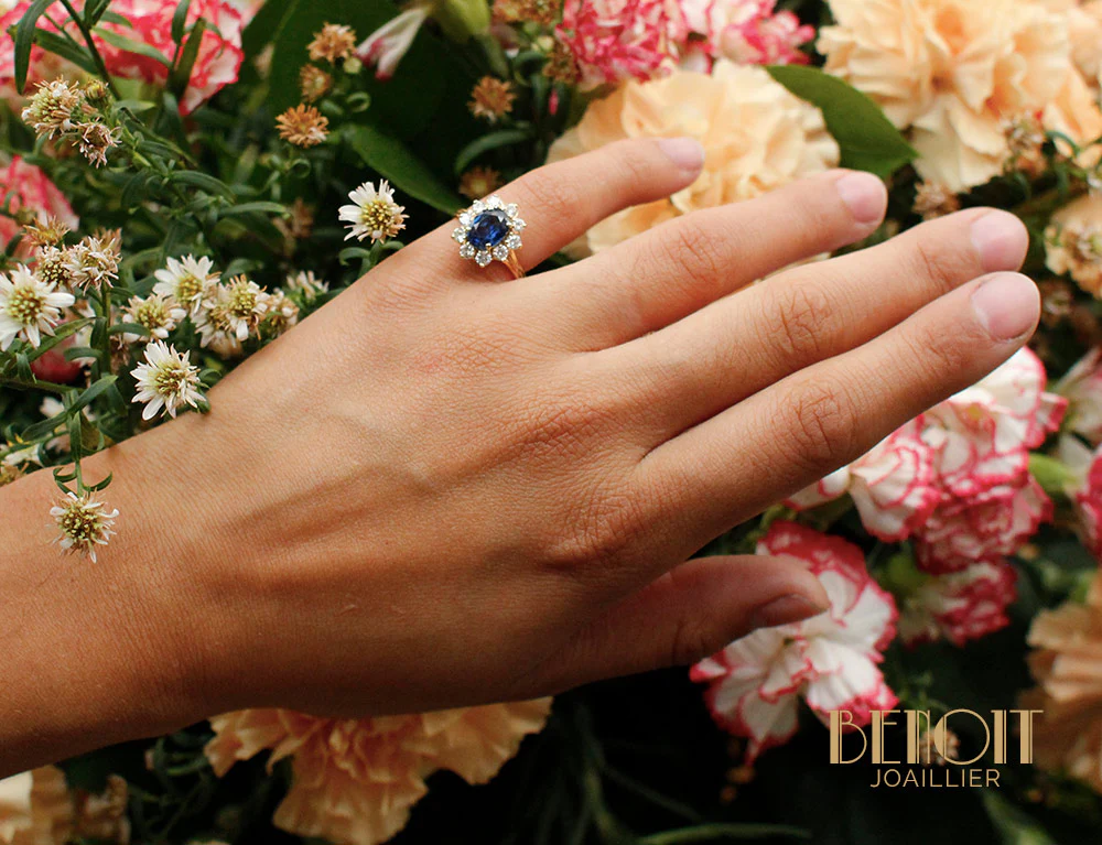 Bague Saphir Entourage Diamant - Image 8