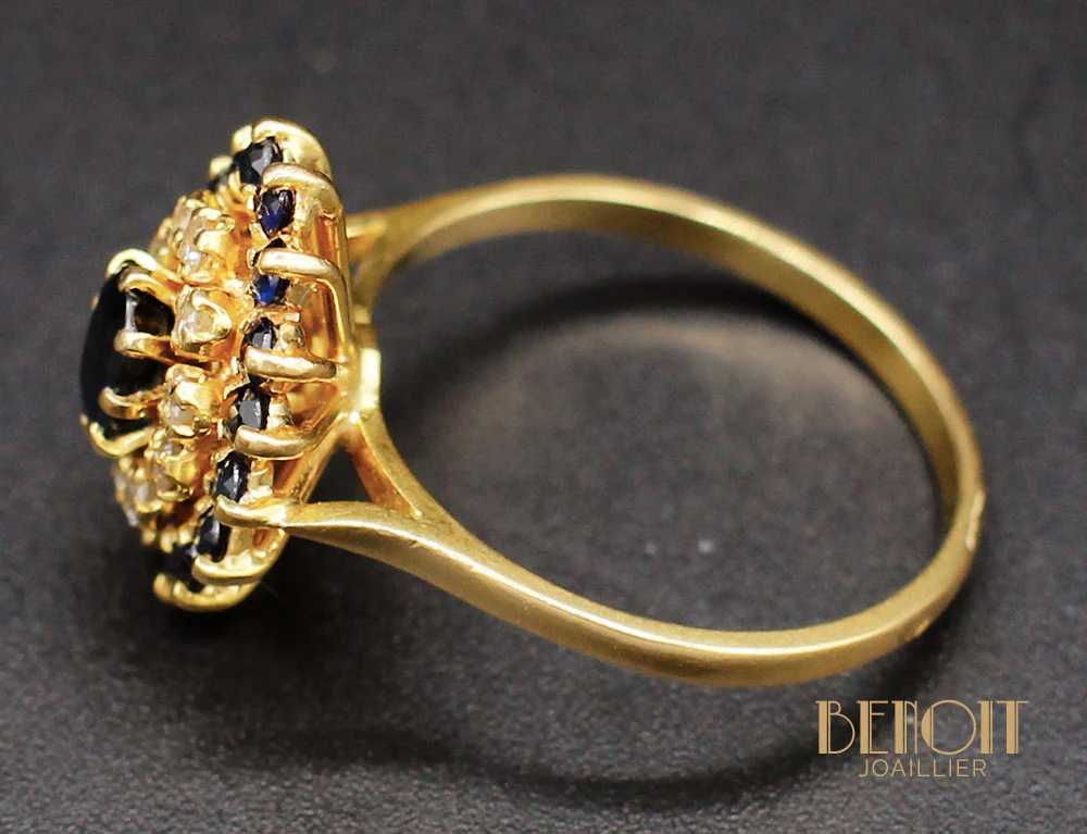 Bague Saphir et Diamant Doubles Entourage - Image 4
