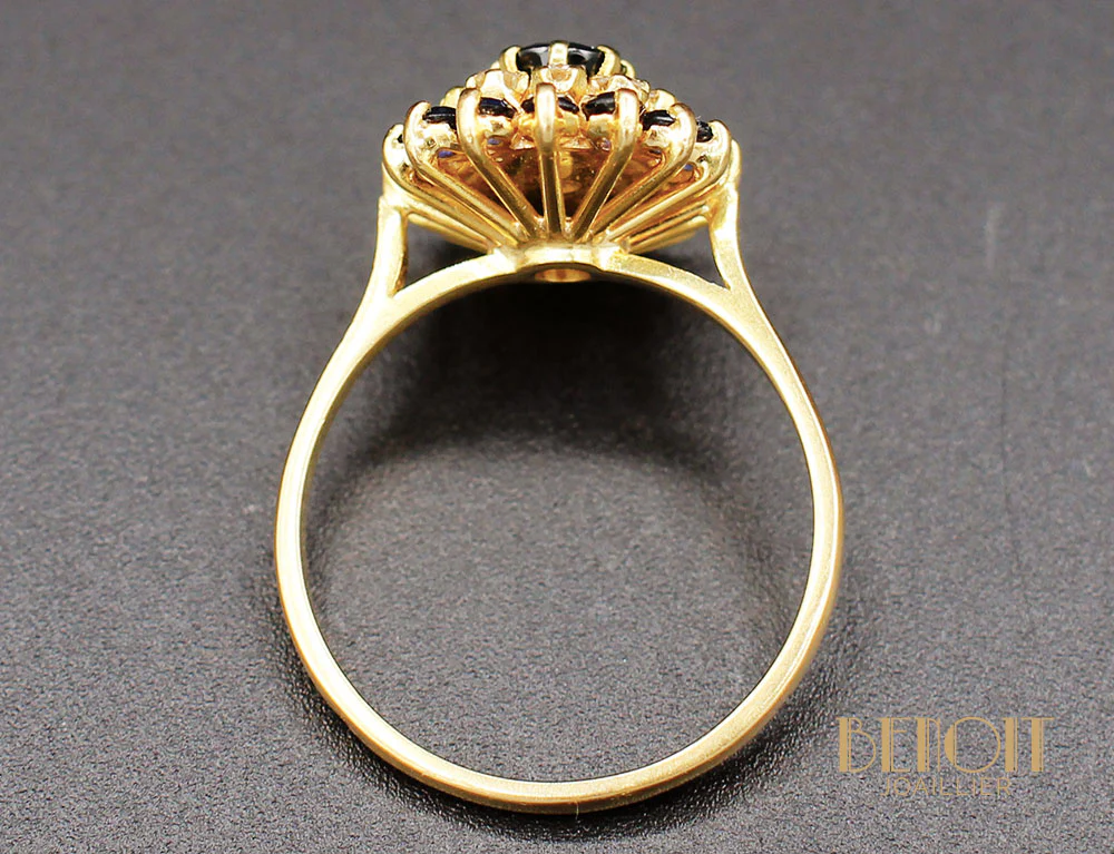 Bague Saphir et Diamant Doubles Entourage - Image 5