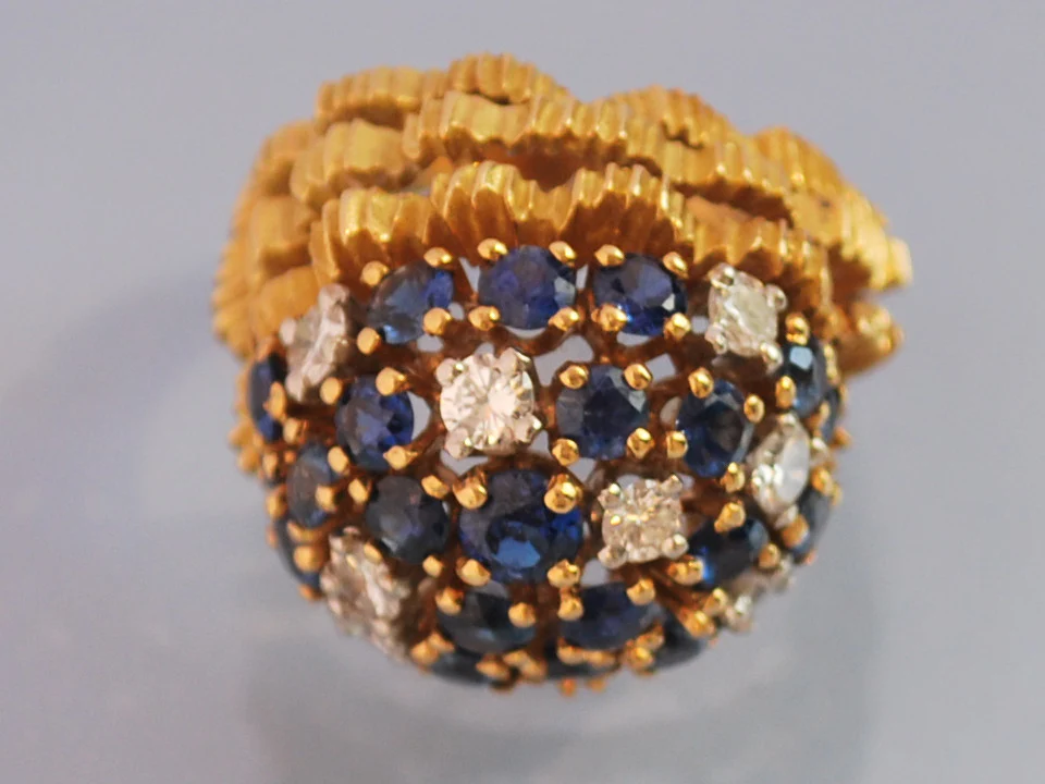 Bague saphirs et diamants 1950 - Image 2