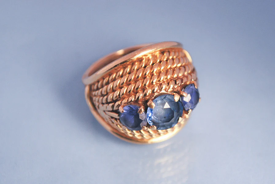 Bague Saphirs et Or Jaune - Image 3