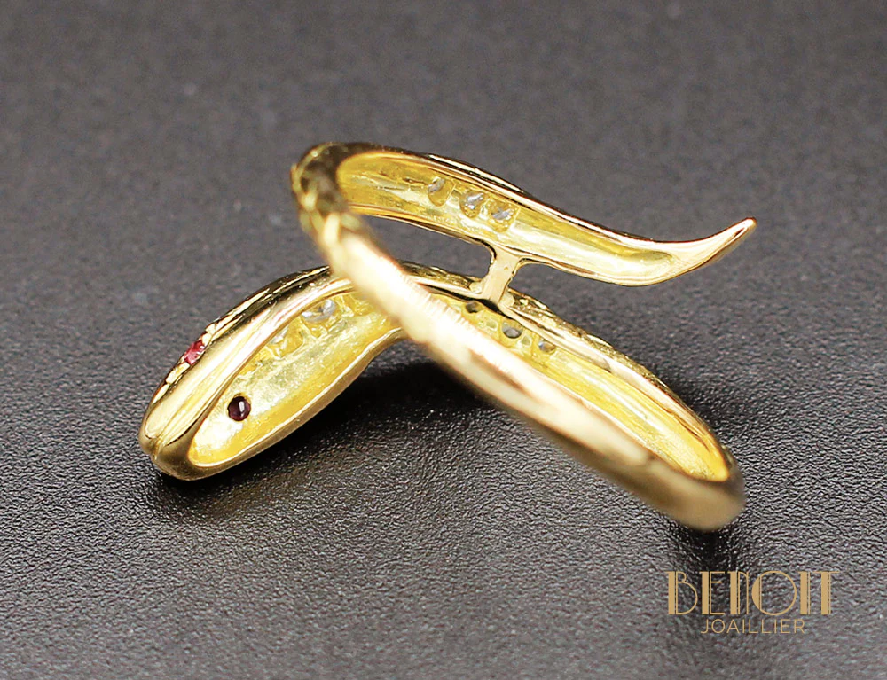 Bague Serpent Or Jaune Diamants - Image 4