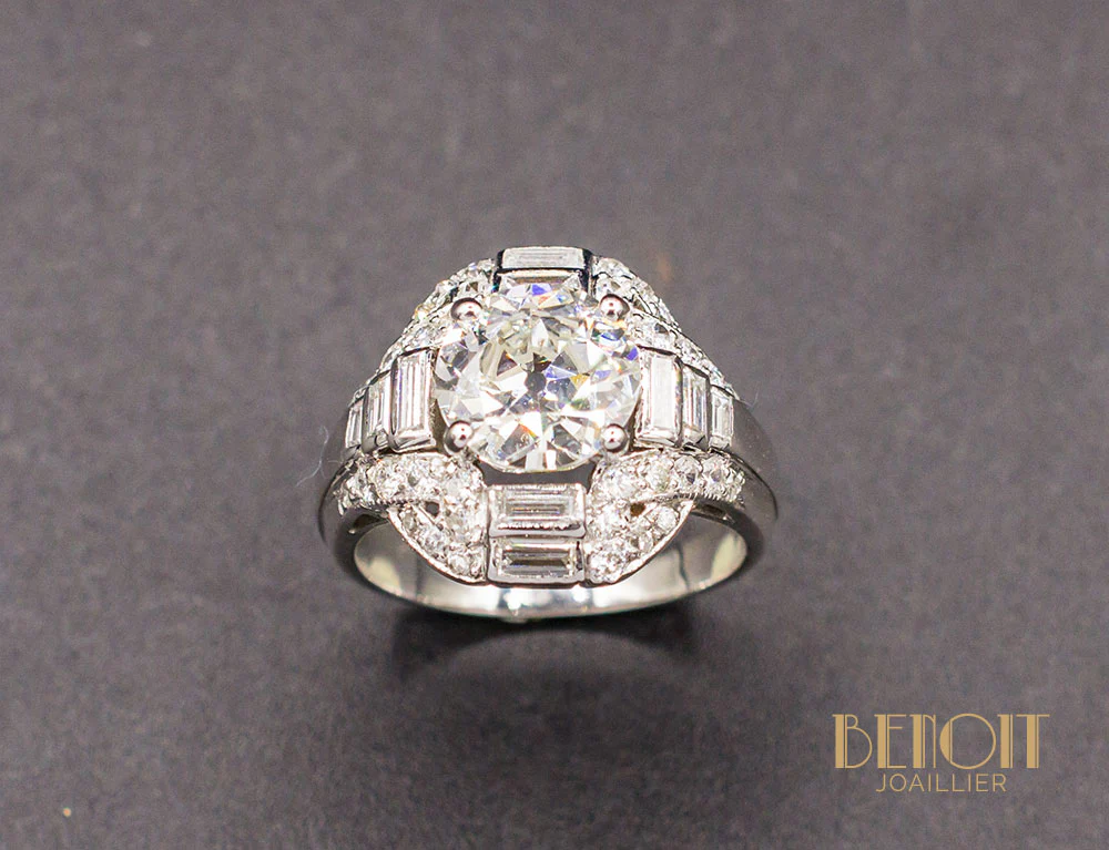 Bague Style Art Déco Diamants - Image 2