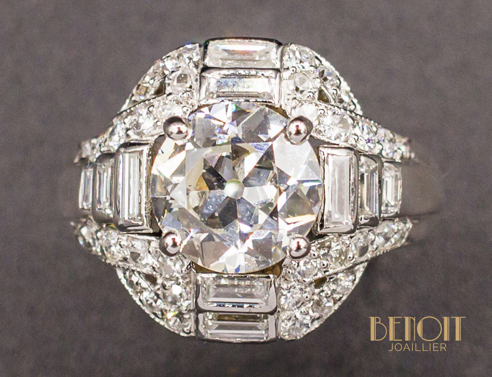 Bague Style Art Déco Diamants - Image 3