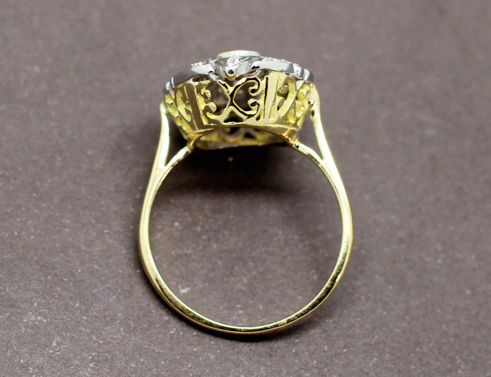 Bague Style Art Déco Saphir Diamants - Image 5