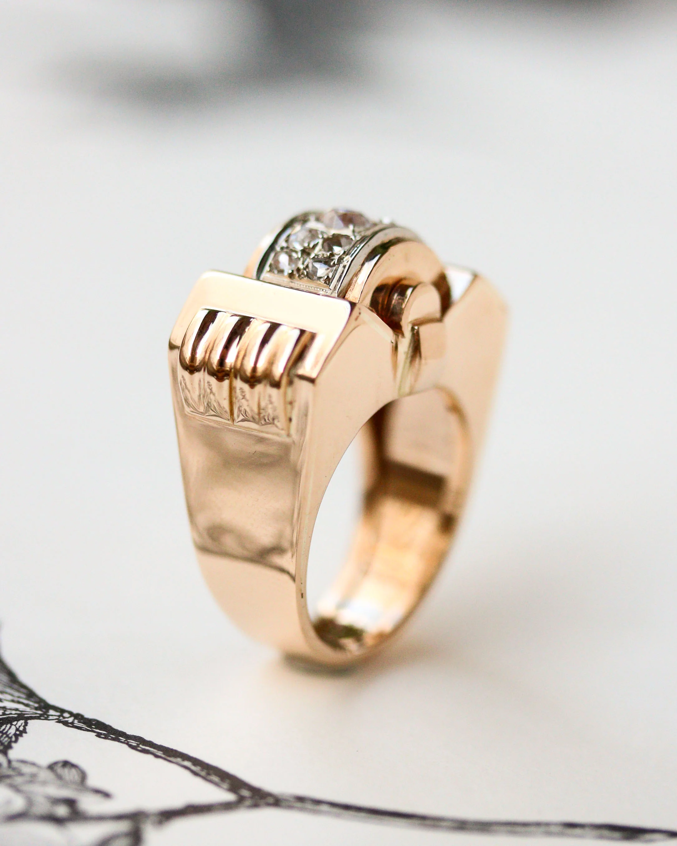 Bague Tank 1940 Or et Diamants - Image 5