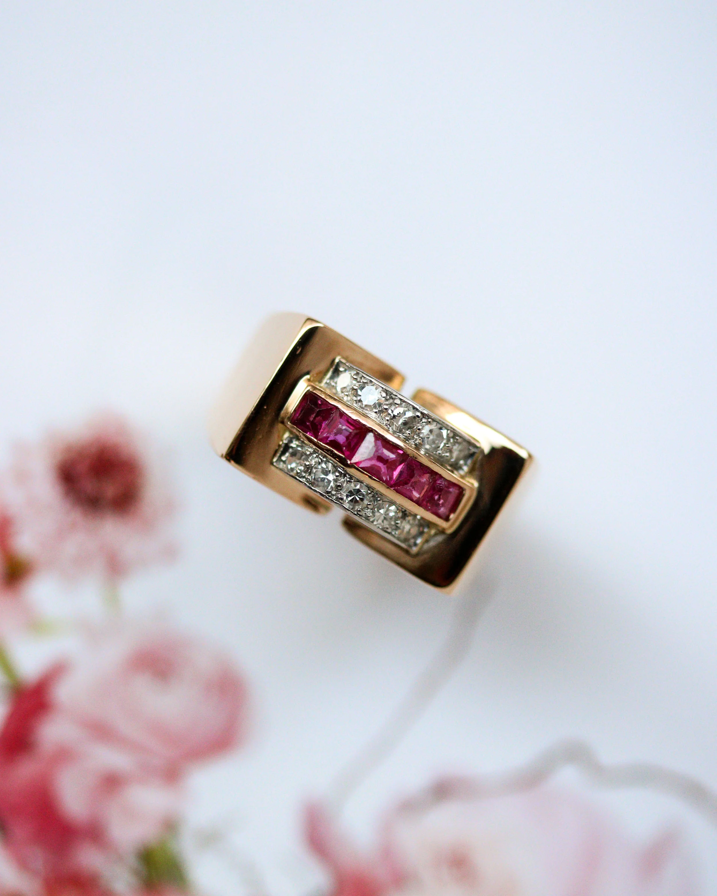 Bague Tank 1940 Rubis Verneuil et Diamant - Image 7