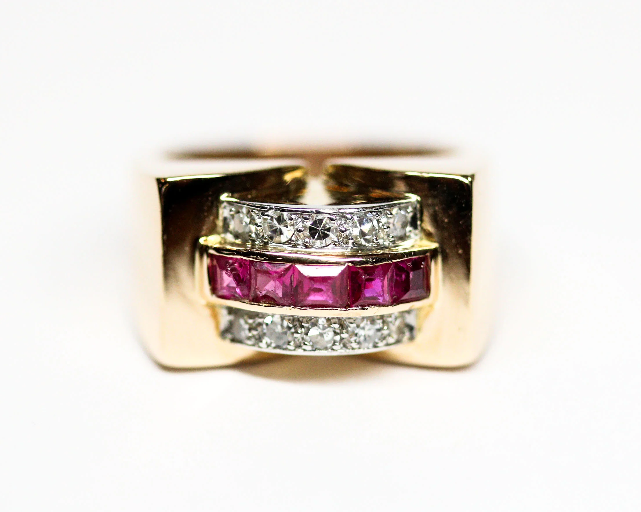 Bague Tank 1940 Rubis Verneuil et Diamant - Image 8