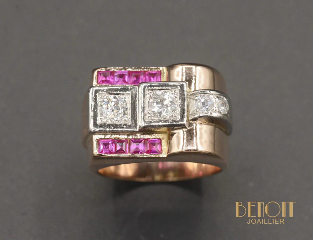 Bague Tank Diamants Rubis Verneuil - Image 2