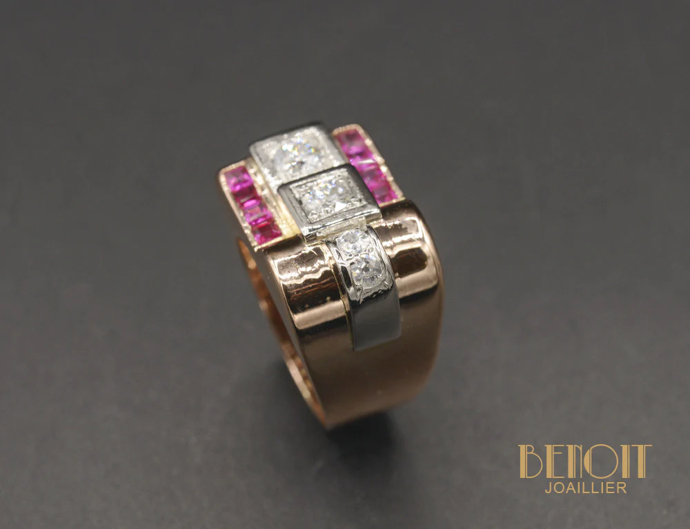 Bague Tank Diamants Rubis Verneuil - Image 3