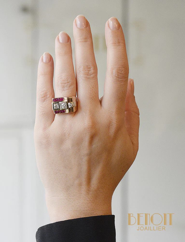 Bague Tank Diamants Rubis Verneuil - Image 5