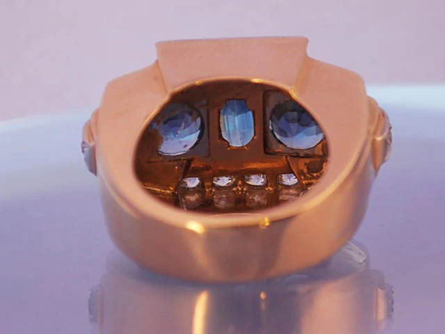 Bague tank art déco saphirs diamants - Image 3