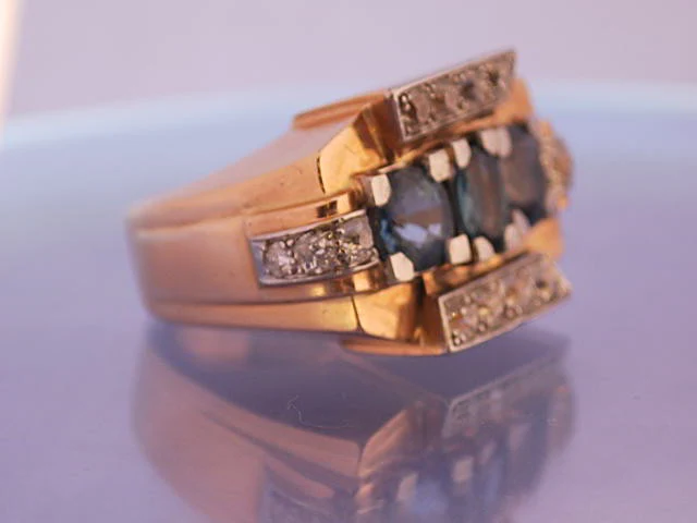 Bague tank art déco saphirs diamants - Image 4