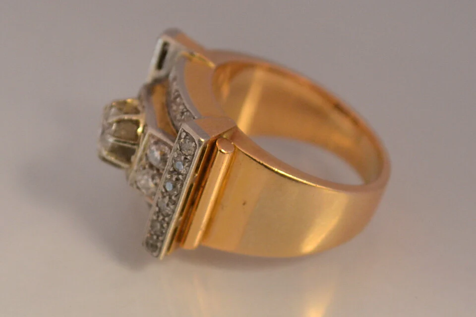 Bague Tank Art déco Or et diamants - Image 2