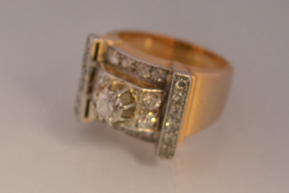 Bague Tank Art déco Or et diamants - Image 4