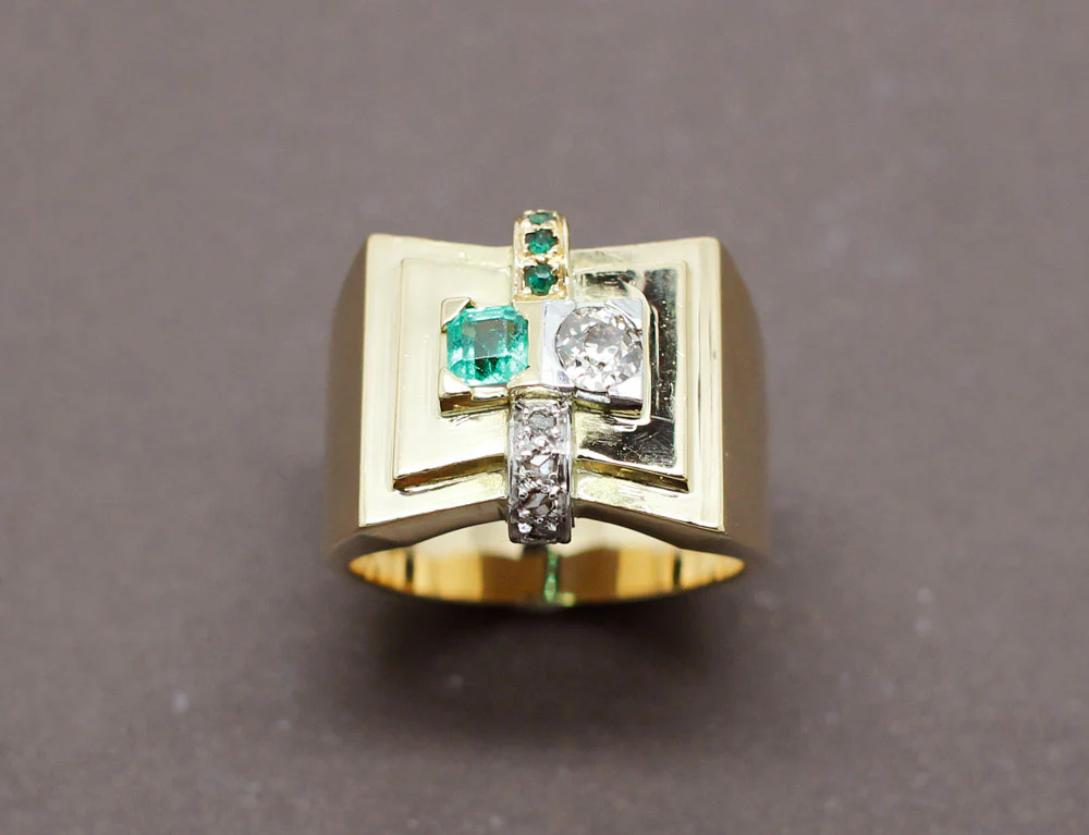 Bague Tank Diamant Emeraude - Image 2