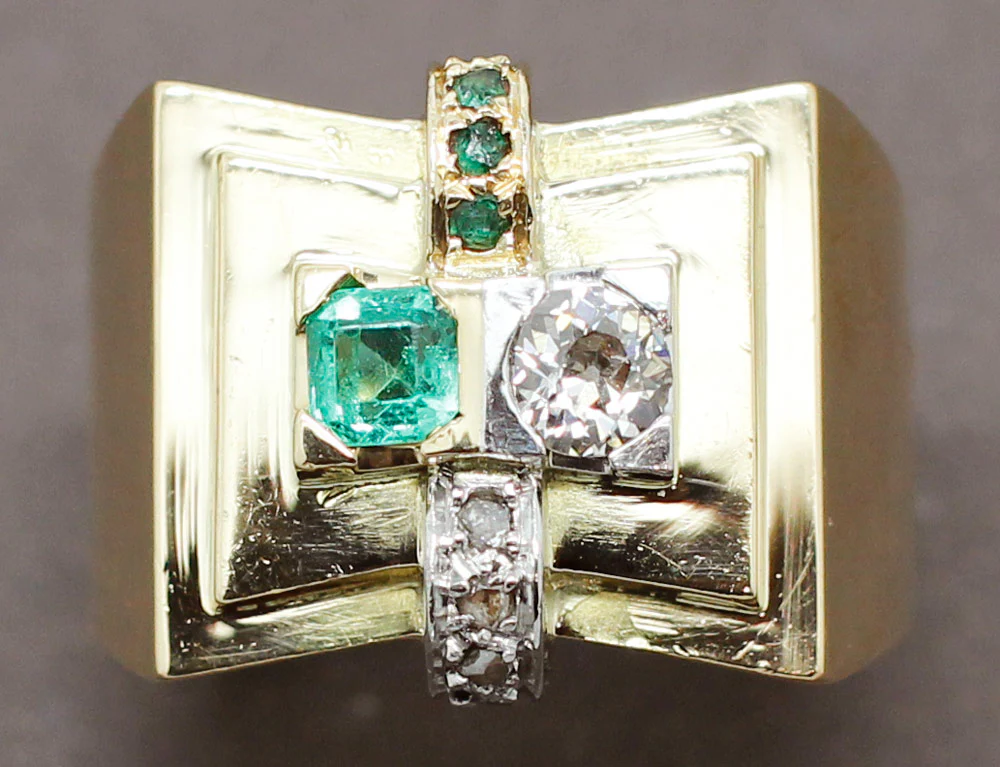 Bague Tank Diamant Emeraude - Image 3