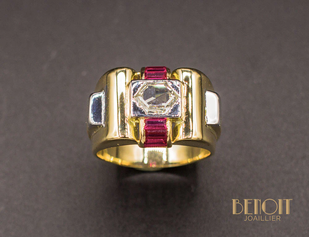 Bague Tank Diamant et Rubis Verneuil - Image 2