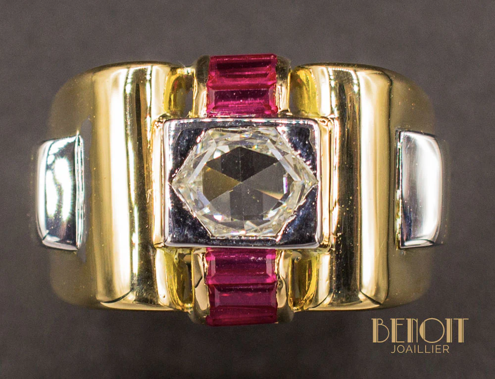 Bague Tank Diamant et Rubis Verneuil - Image 3