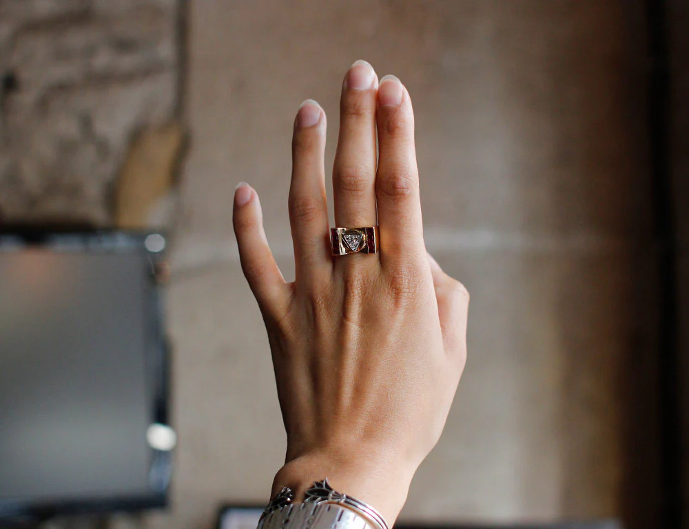 Bague Tank Diamant Triangle - Image 6