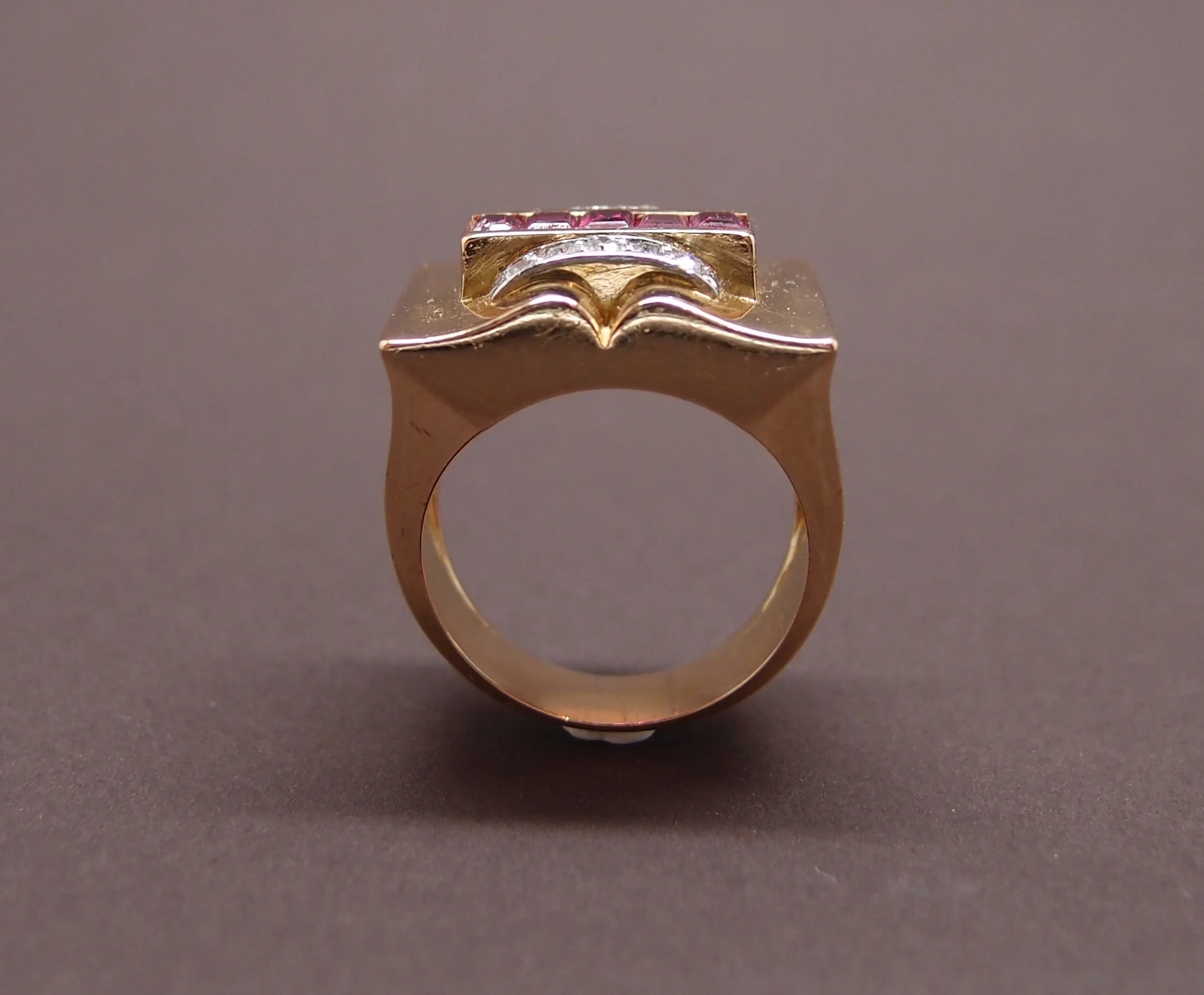 Bague tank diamants et rubis synthétiques - Image 4