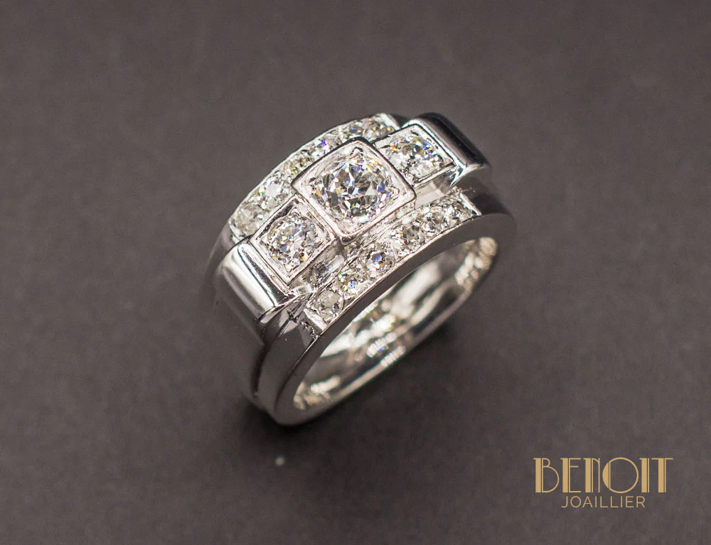 Bague Tank Diamants Platine