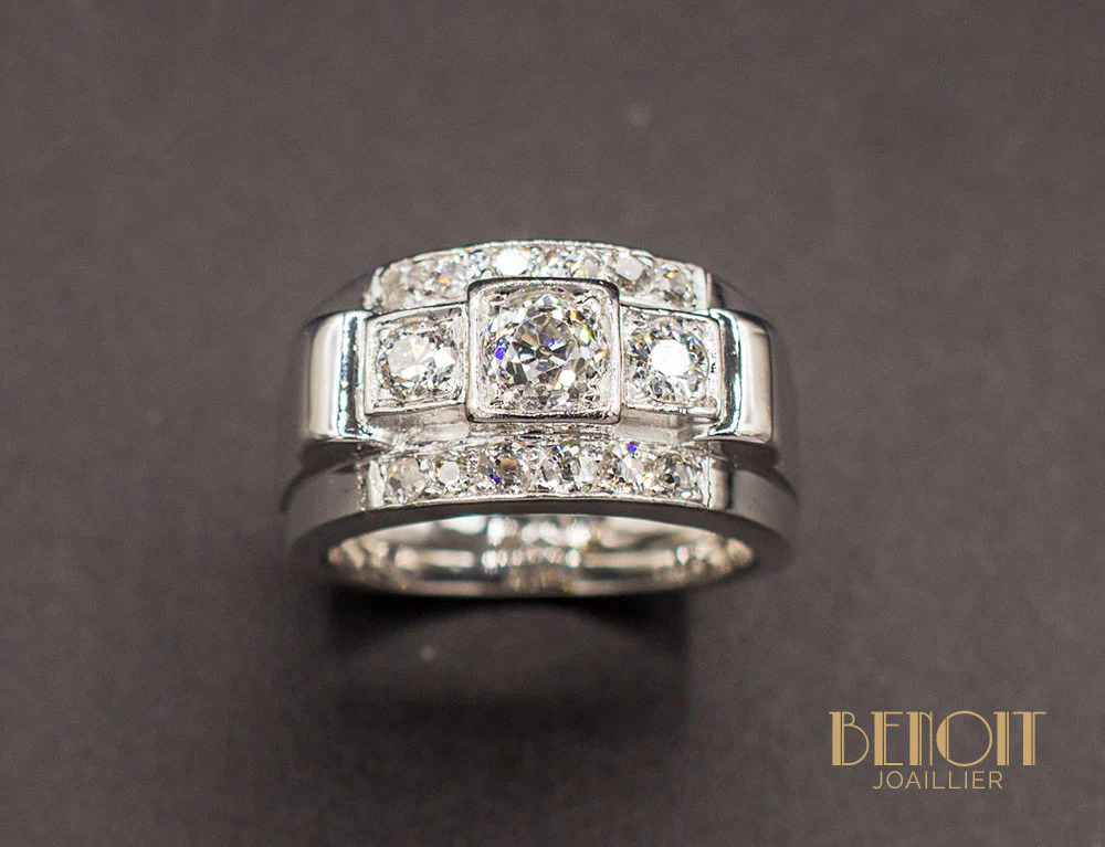 Bague Tank Diamants Platine - Image 2