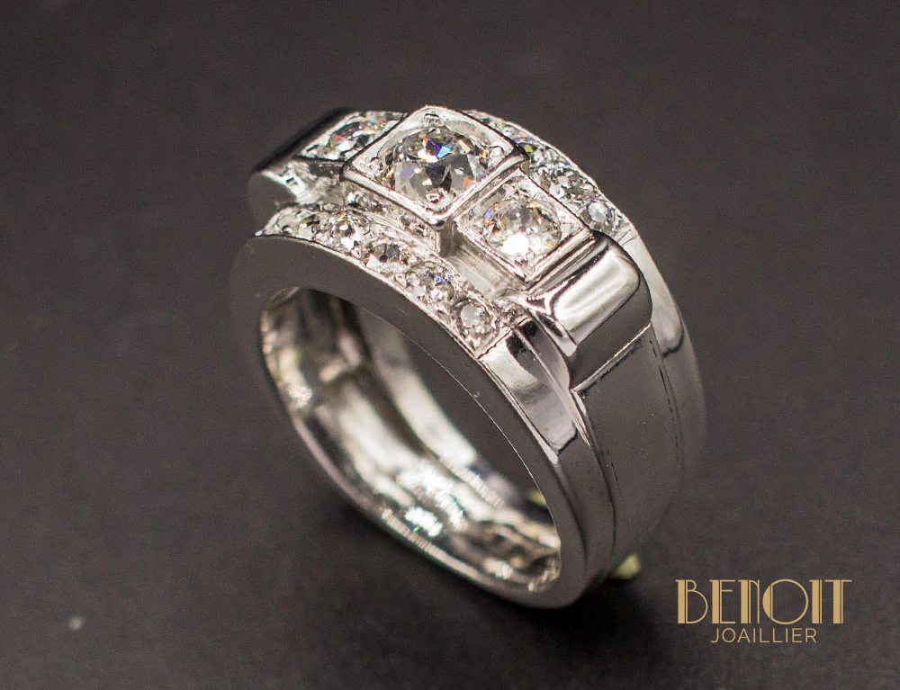 Bague Tank Diamants Platine - Image 5