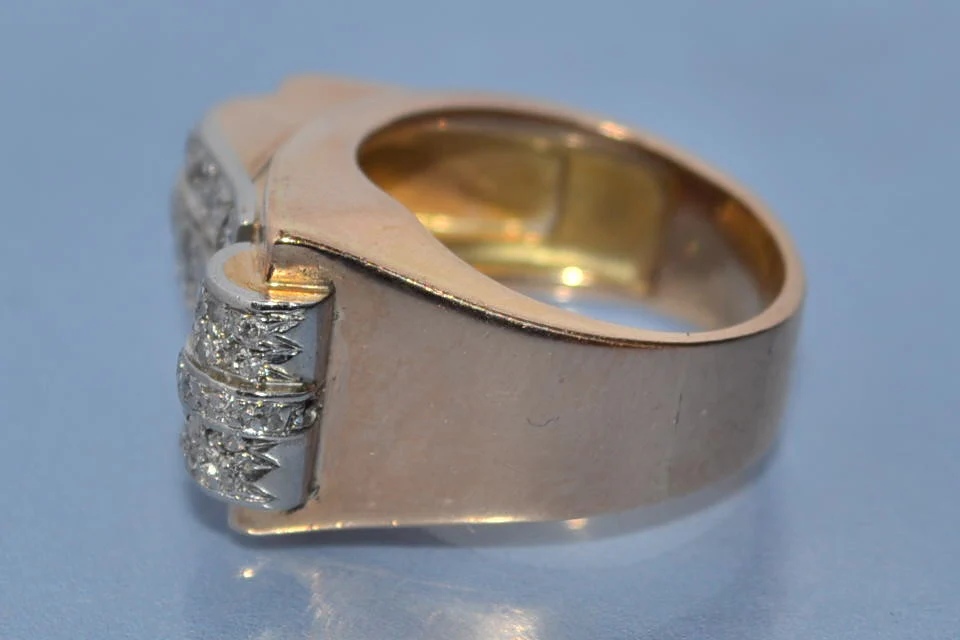 Bague tank diamants rubis et or 18 carats - Image 3