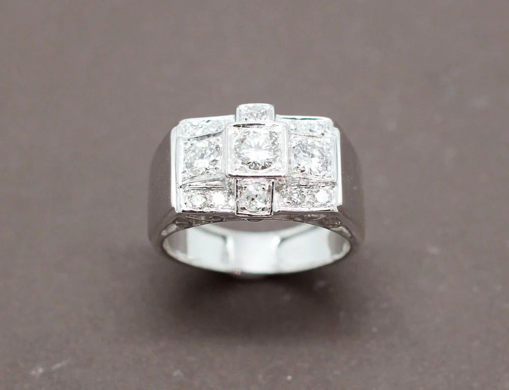 Bague Tank Or Blanc Diamants - Image 2